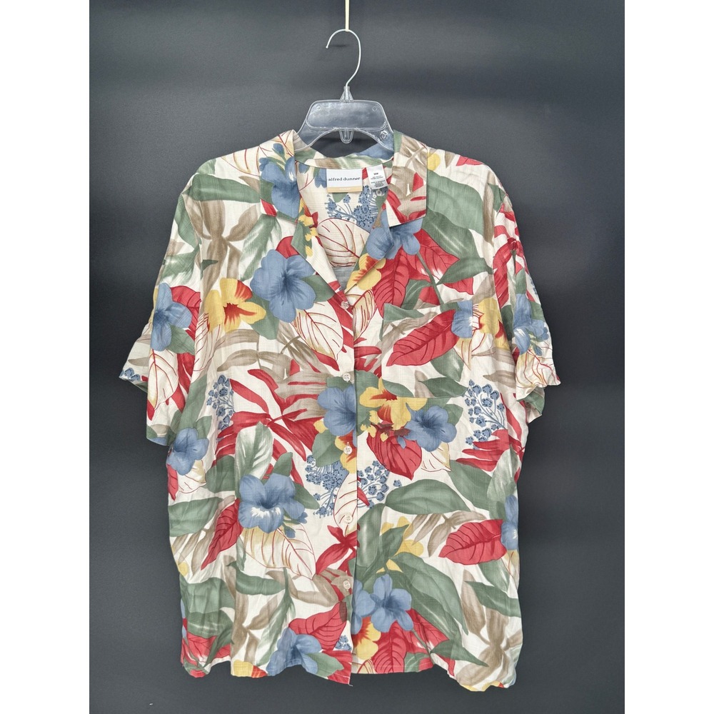 Alfred Dunner Floral Button Up Women 20W Multicolor Good Tropical Rayon Shirt